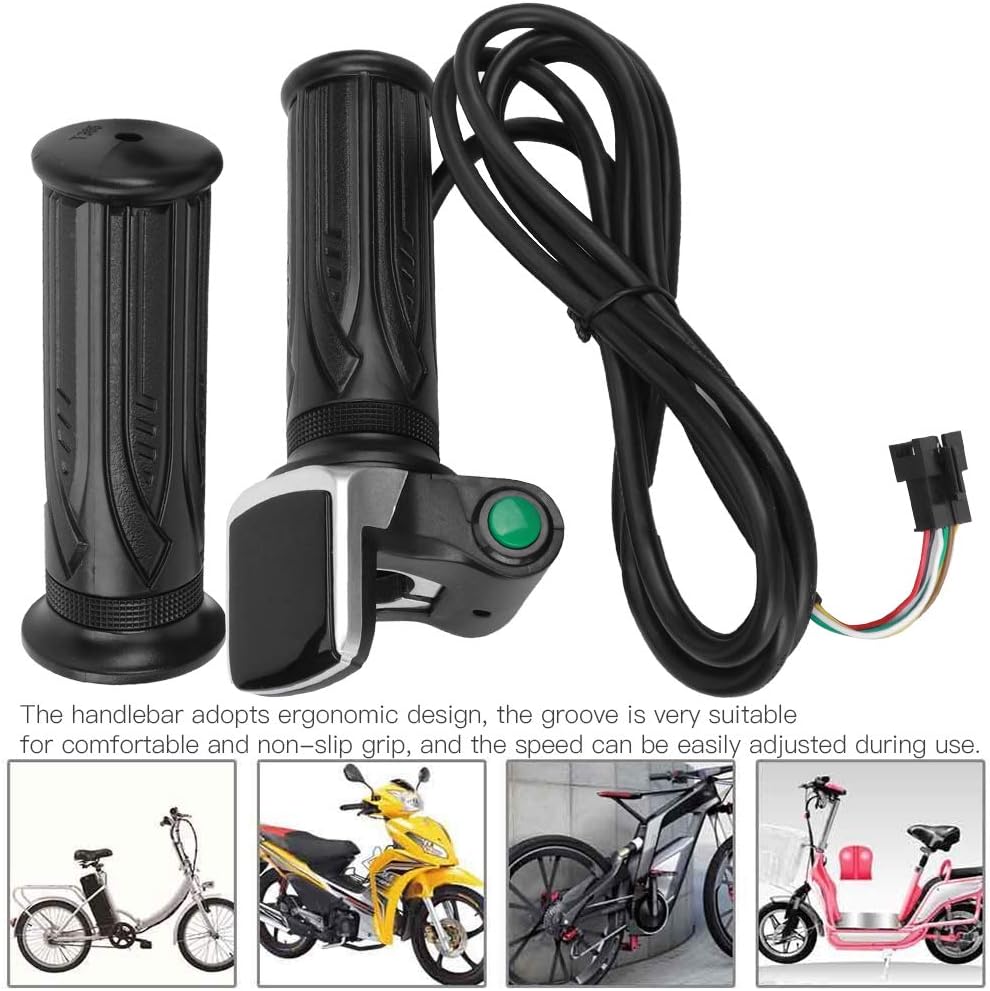 Alomejor Electric Bike Throttle Grip 48V 6 Cores E-Bike Speed Regulation Twist Throttle LCD Electric Quantity Display with Switch