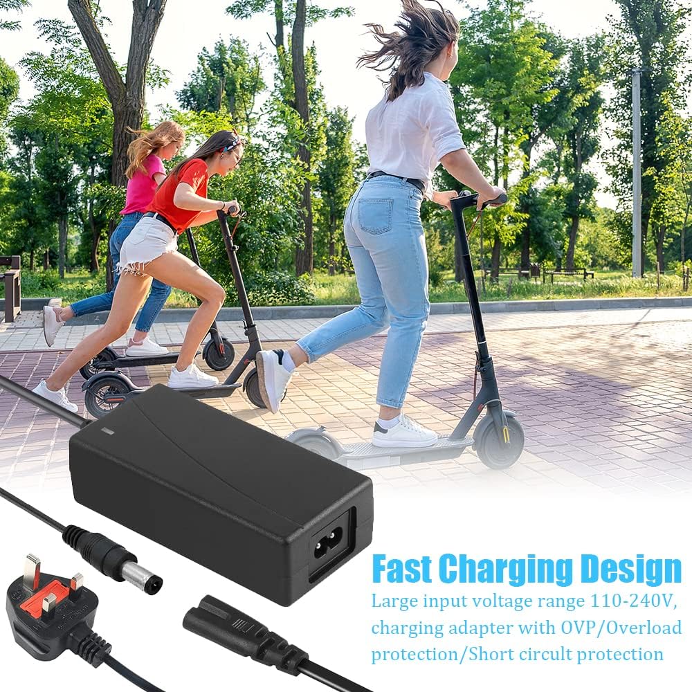 CJBIN Electric Scooter Charger, 42V 2A Hoverboard Charger, Lithium Battery Charger, Scooter Battery Charger Power Adapter, for Electric Balance Scooter, Drifting Board, DC 5.5mmx2.1mm and 5.5mmx2.5mm…