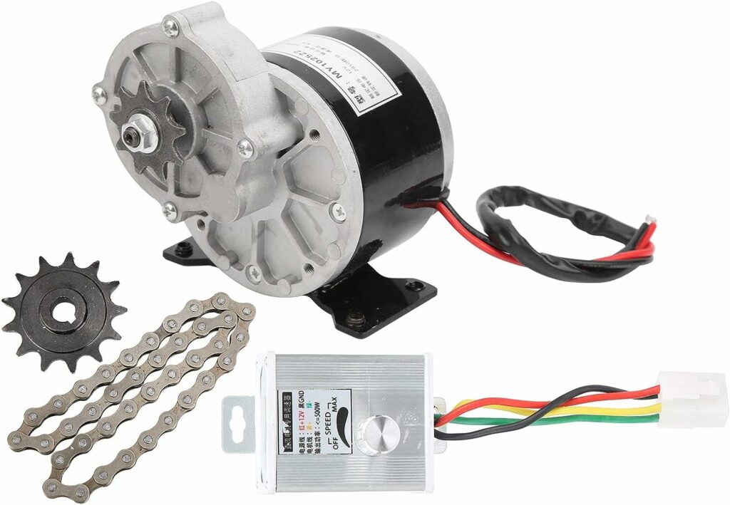 Electric Bicycle Motor Kit, 12V 250W DC High Speed Electric Bike Conversion Kit with Speed Controller, 13 Tooth Sprocket, 38 Section Chain Electric Gear Motor Kit for E-Bike, Electric Motorbike