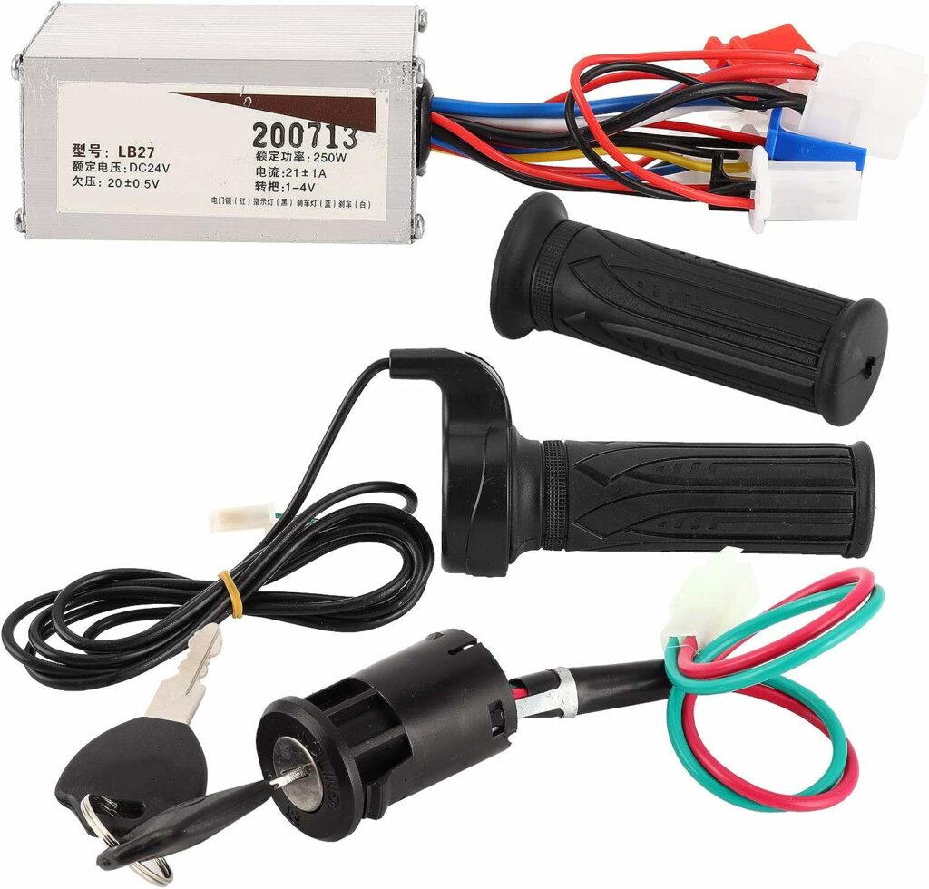Electric Scooter Controller Kit, E-Bike 24V 500W Speed Controller + Throttle Twist Grip + Electrical Lock for E-Bike Electric Scooter