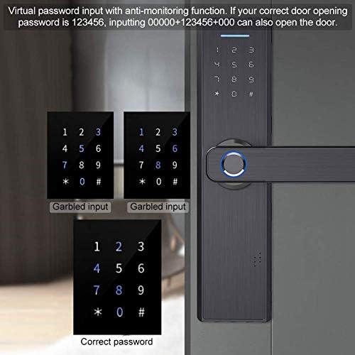Fingerprint and Touchscreen Smart Lock, 4-in-1 Keyless Entry Door Lock with Handle, Biometric Keypad Door Lock for Home Security, Anti-peep Intelligent Door Lock for Home Bedroom Front Door (Black)
