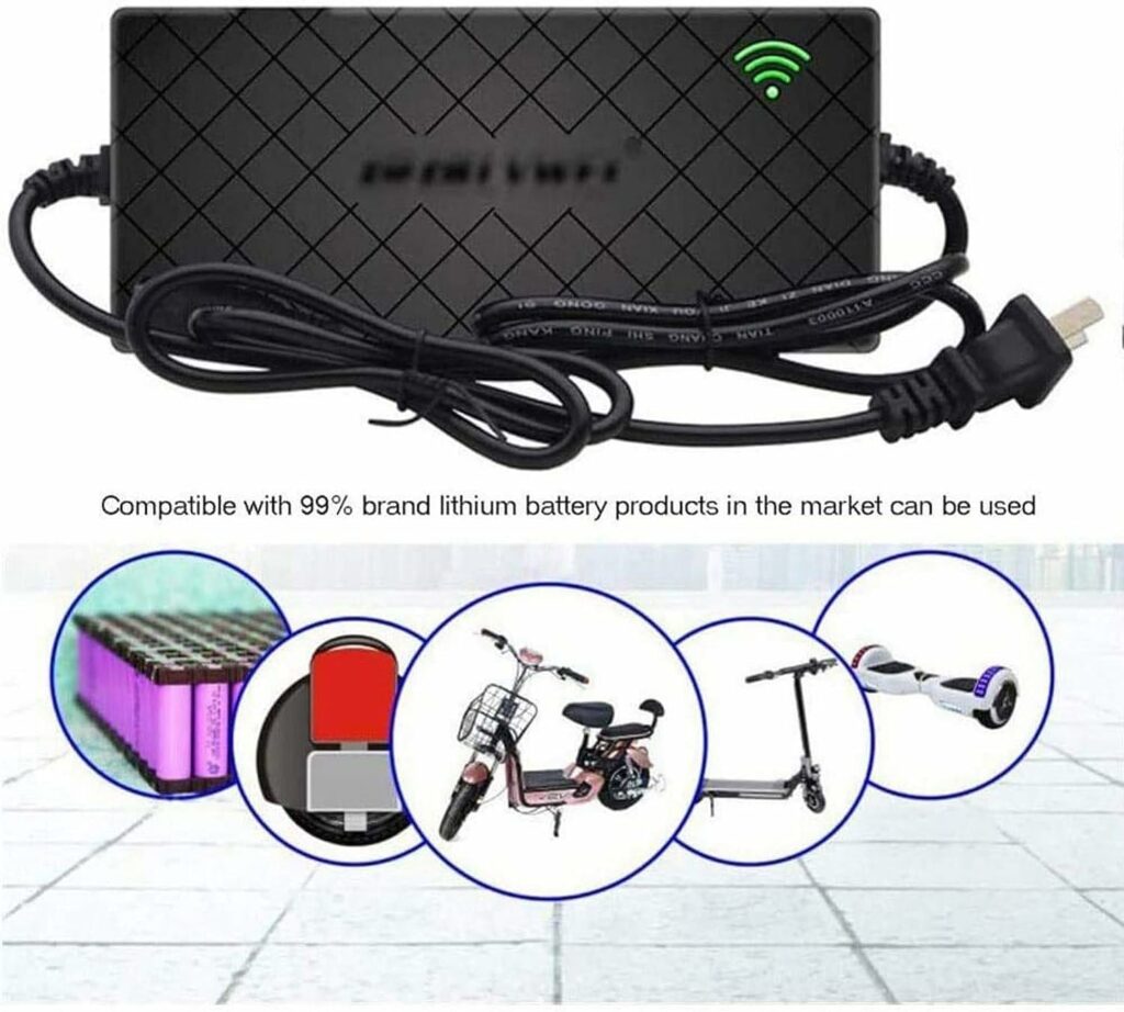 fUfIzU 60V 2A Charger E-Bike Scooter Battery Charger 67.2V Lithium Battery Pack Power Cable for Self-Balancing Unicycle Skateboard Hoverboard