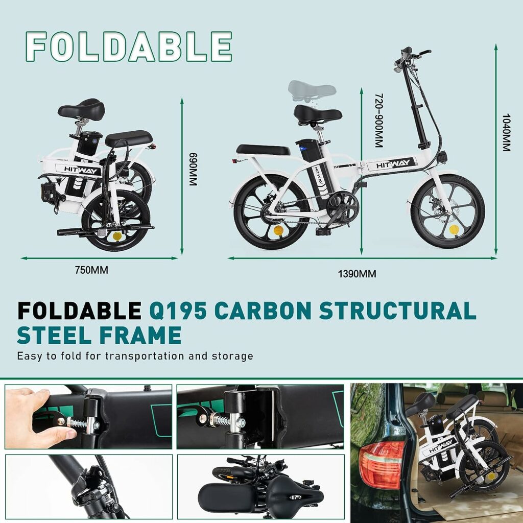 HITWAY Electric Bike E Bike Foldable City Bikes 8.4Ah Battery, 250W Motor, Assist Range Up to 35-70Km BK5