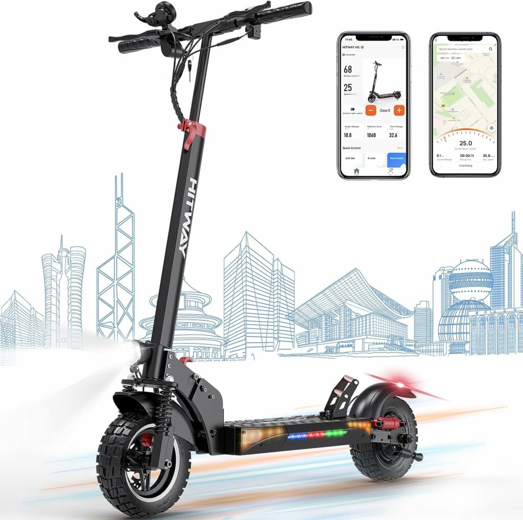 HITWAY Electric Scooter Adult, Powerful 500W Motor E Scooters 3 Speed Modes,10/13AH, Max 25KM/H with 10 Inch Wheels