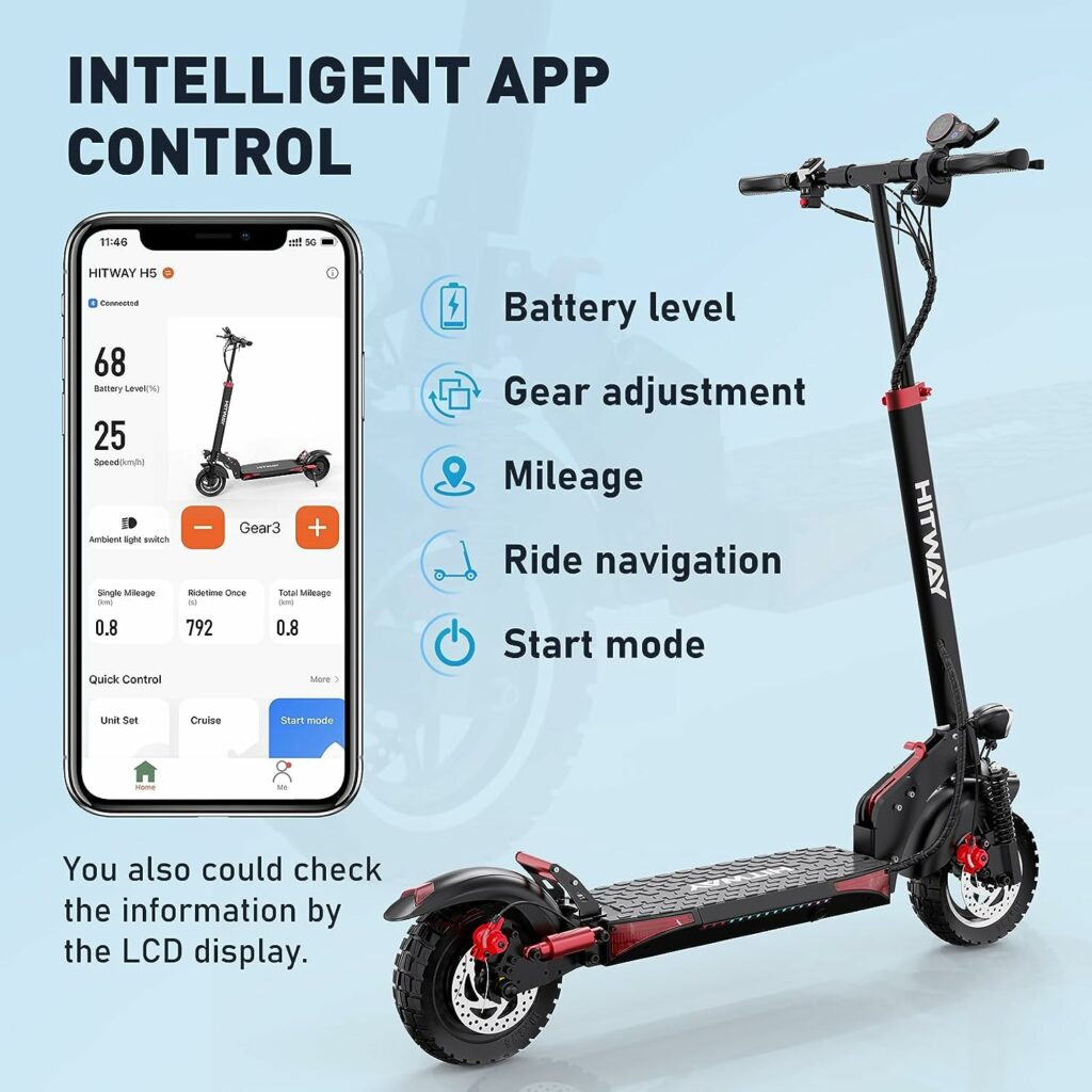 HITWAY Electric Scooter Adult, Powerful 500W Motor E Scooters 3 Speed Modes,10/13AH, Max 25KM/H with 10 Inch Wheels