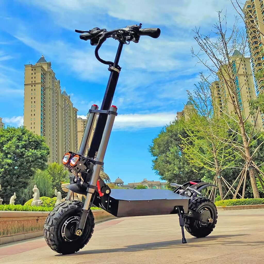 HWWH Electric Scooter Adult Fast High Power Dual Motor Folding Off Road E Scooter 11in Vacuum Tires Dual Suspension Disc Brake 60V 33Ah Lithium Battery Max Endurance 100km