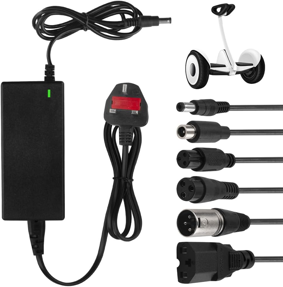 KUWUNG Electric Scooter Charger, 42V 2A Hoverboard Charger, Mobility Scooter Battery Charger, Scooter Charger Adapter with 4 Connections, Lithium Battery Charger for Xiaomi M365 Electric Bike Scooter