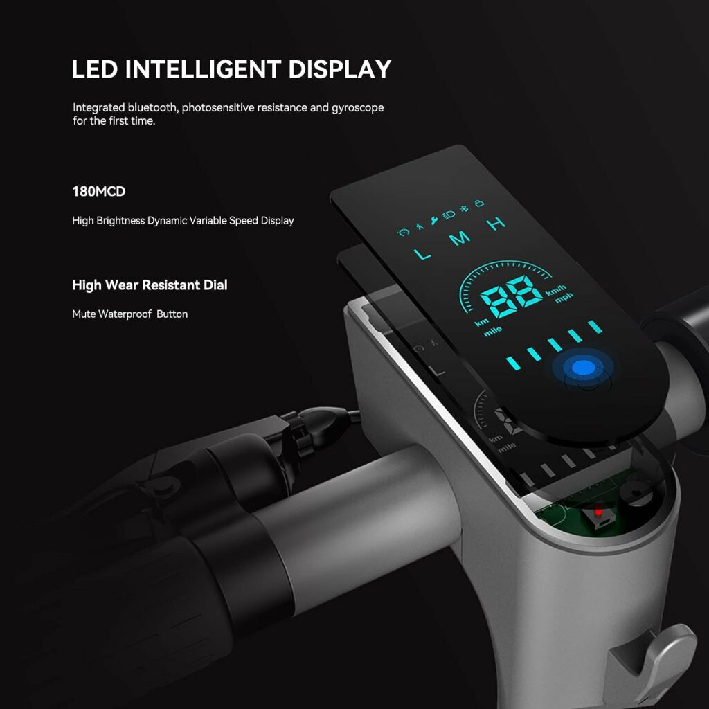LEQISMART Electric Scooter, 40km Long Range, Max Speed 25 km/h, APP Control, 350W, 10.4 Ah, 3 Speeds Setting, Nice Gift for Adult and Teens, Black