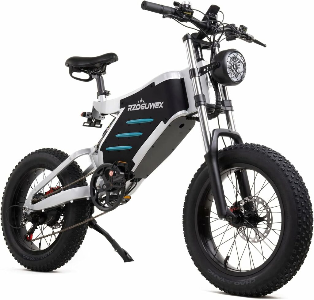 RZOGUWEX Electric Bicycle，20 Inch Off-Road EBIKE for Adults with 48V 25AH Detachable Lithium Ion Battery, 7 Speed Mountain Bike with Dual Shock Absorbers and Brush-less Motor