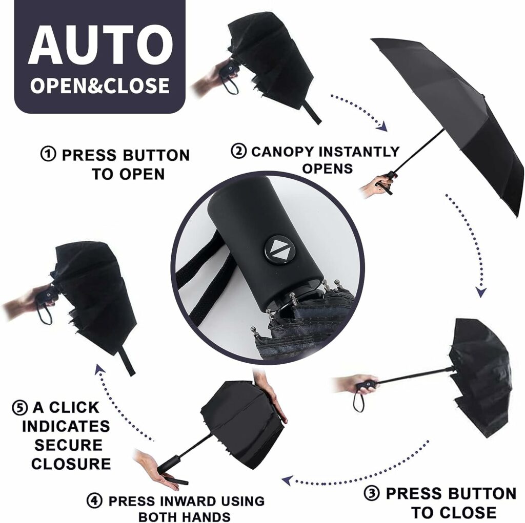 SY Compact Travel Umbrella Windproof Automatic Unbreakable Umbrellas-Factory Direct High Cost-effective Umbrella Black