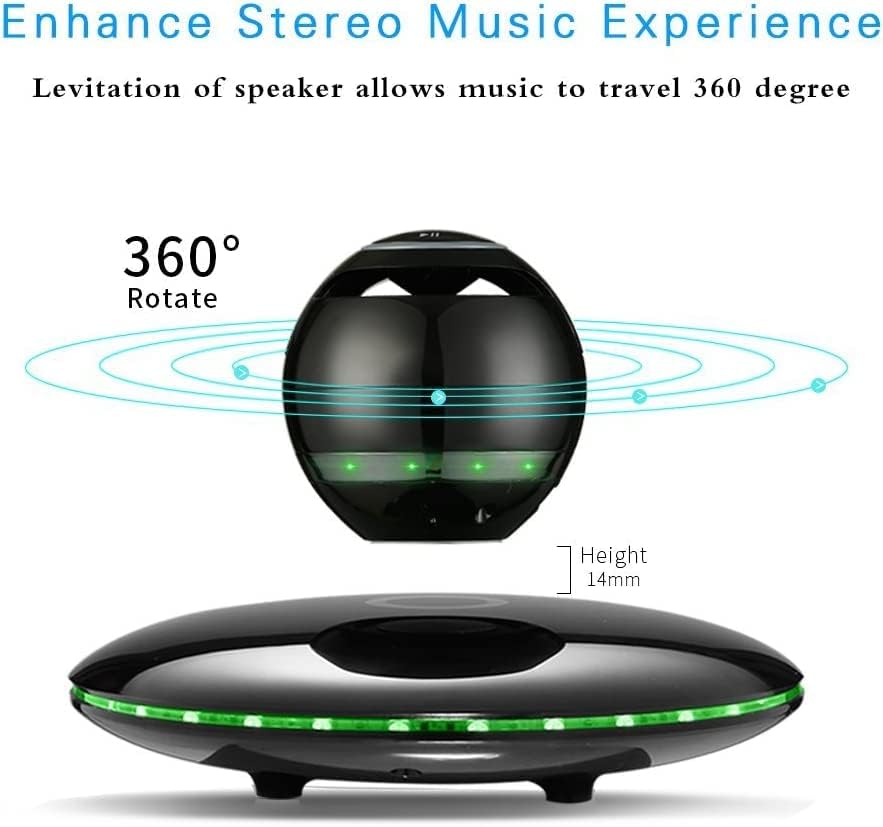 Vbluer Magnetic Levitating Speaker, 360°Rotation Floating Bluetooth Speakers with Colorful LED Flash, Portable Wireless Speaker 5.0 with Stereo Sound, for Home Office Decor Cool Tech Gifts