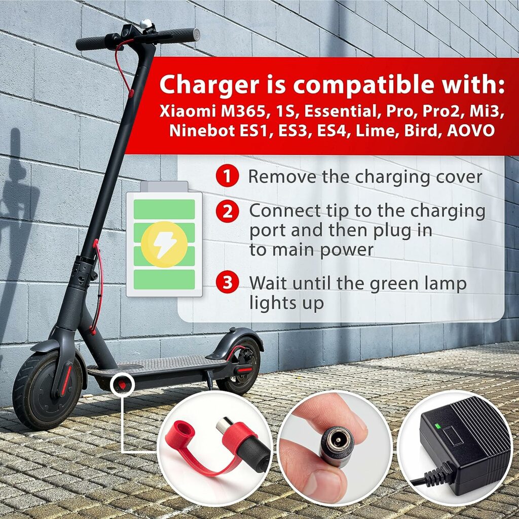 Vestigia® - Battery Scooter Charger for Xiaomi M365 Pro Pro2 Mi3 Essentials 1S Ninebot Segway ES2 ES4 E22E E25E E45E - UK Plug Adapter - Electric Power Skateboard - Accessories