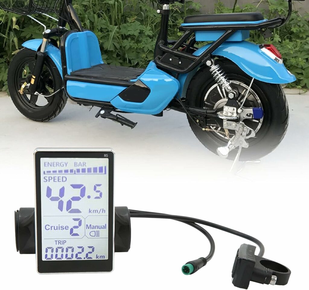 VGEBY Electric Bicycle LCD Display Meter, 5 Pin 24V 36V 48V 60V Universal E Scooter M5 LCD Panel Screen for 31.8 22.2mm Electric Bikes